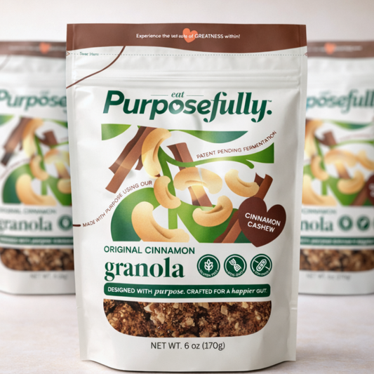 Original Cinnamon Granola bag with two bags in the background