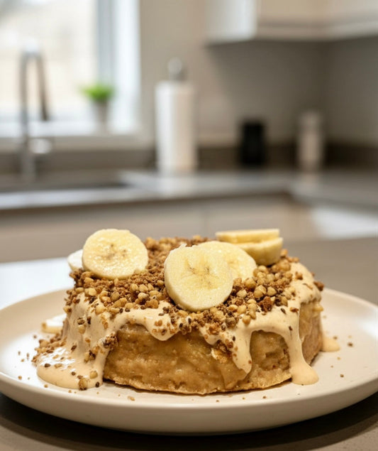 Upside Down Banana Butter Bliss Mug Cake (Healthy, High-Protein & Gluten-Free)