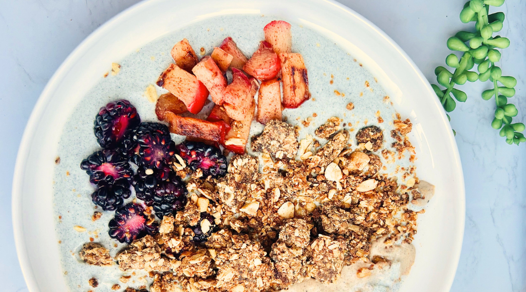 Gut friendly yogurt bowl with eat purposefully granola
